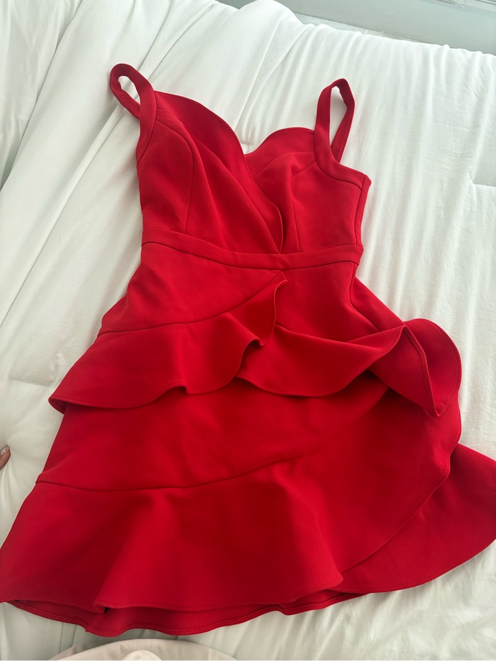 BCBG Red Ruffle Peplum Dress - Women's Stylish Party Dress